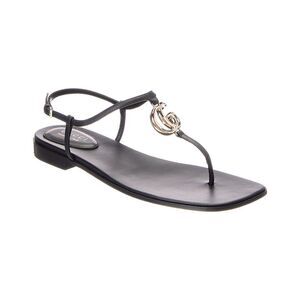 Gucci Gg Leather Sandal, Black